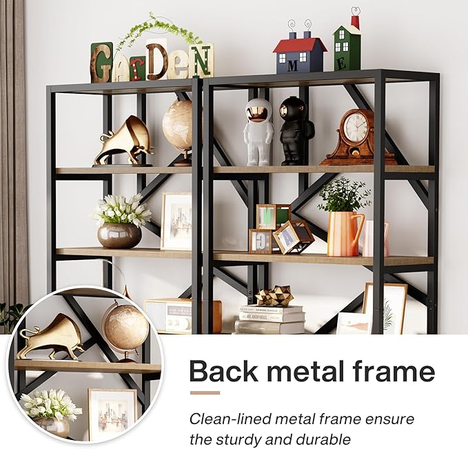 Tribesigns 71 Inch Industrial Bookshelf, 6 Shelf Etagere Bookcase, Free Standing Open Book Shelves Storage Display Shelf, Wood Shelving Units Organizer Rack for Home Office Living Room, Black and Wood