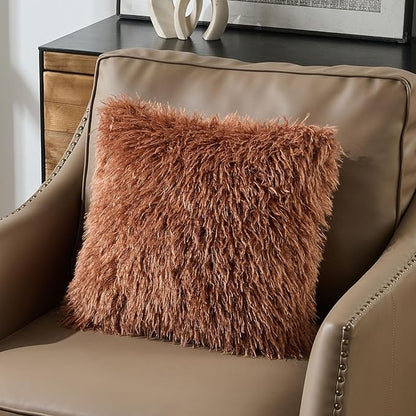 FUTEI Rust Decorative Throw Pillow Covers 18x18 Inch Set of 2,Soft Cozy Faux Fine Wool Textured Cushion Case,Modern Home Luxury Decor for Couch Bed Living Room