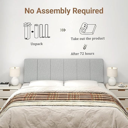 Queen Size Headboard Only-No Assembly, Upholstered Headboard Queen Size Linen Fabric Modern Style Headboards for Adjustable Bed Extra-Thick, Light Gray