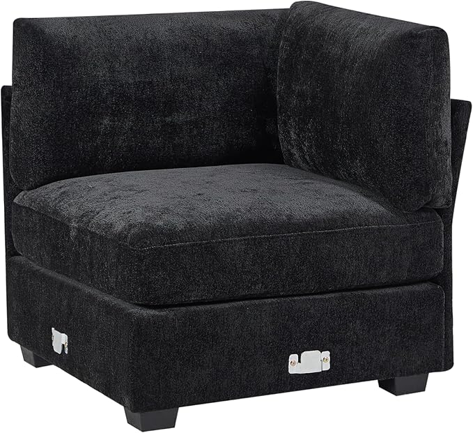 Christopher Knight Home Zery 7-Piece U-Shape Lounge Sofa Couch with Ottomans, Modern Modular Sectional Sofa Set with Pillow Back for Living Room, Chenille Upholstered Cloud Couch with Deep Seat,Black