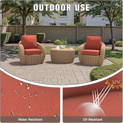 Outdoor Chair Cushions 23" x 24" x 4", Patio Deep Seat Replacement Cushions Set with Zippered Removable Cover, Weather-Resistant Olefin Fabric for Garden Chair Sofa Couch, Set of 6, Red
