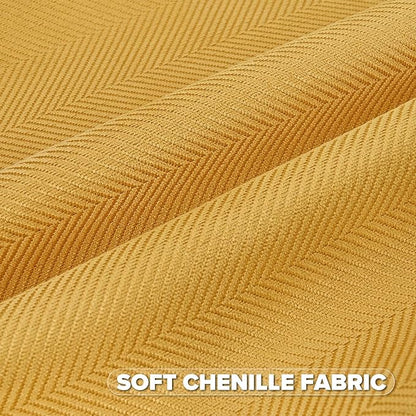 FUTEI Mustard Yellow Chenille Throw Pillow Covers 24x24 Inch Set of 2,Soft Wide Chevron Textured European Pillow Shams,Farmhouse Home Decor for Couch Bed Living Room