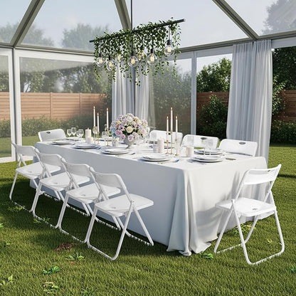 Karl home 10 Pcs Folding Chair, 300LBS Lightweight Foldable Plastic Chair, Reinforced Metal Frame Easy to Fold & Store for Indoor & Outdoor, Wedding, Party, Meeting Room, Patio and Garden, White