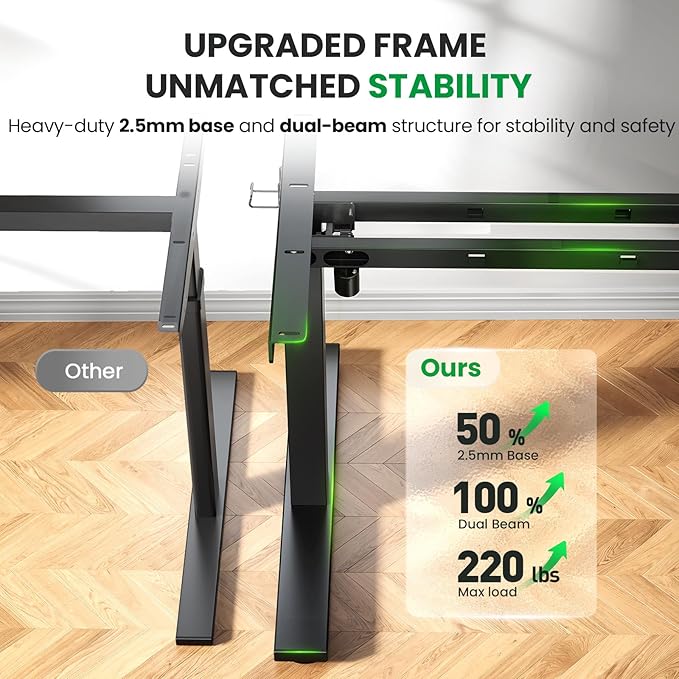 SIAGO Electric Standing Desk Adjustable - 71x30 Inch Sit Stand Desk with 1 Inch Thick Tabletop, Double Beam Frame, 3 Memory Height Adjustment, Cable Management for Home Office