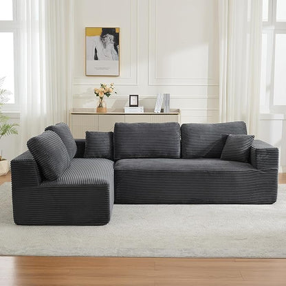106" Cloud Modular Sectional Sofa Couch,L-Shape Modern Boneless Sectional Couch with Deep Seat,Upholstered Couches for Living Room Bedroom,No Assembly Required,Grey