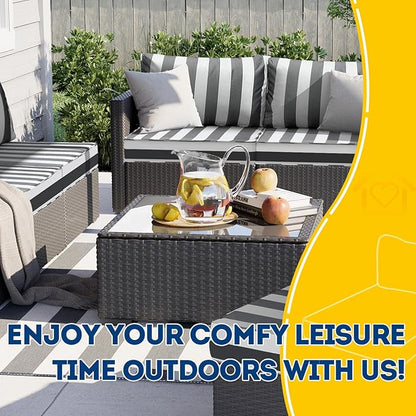 AAAAAcessories Outdoor Deep Seat Cushions, Waterproof, Fade-Resistant Patio Furniture Replacement Cushions, 24" x 24" x 5" + 24" x 13.5", Set of 4, Gray Cabana Stripe