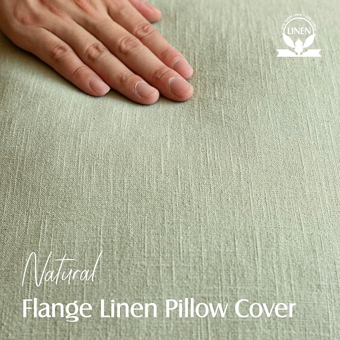 Foindtower Pack of 2, Decorative Linen Solid Throw Pillow Covers Soft Accent Cushion Case Boho Farmhouse Pillowcase for Chair Couch Sofa Bedroom Living Room Home Decor 24 x 24 Inch Light Sage Green
