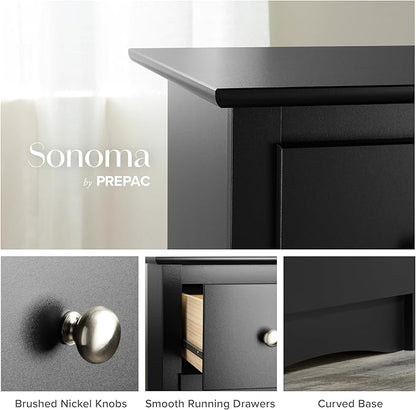 Prepac Sonoma Superior 5-Drawer Dresser for Bedroom - Spacious and Stylish Chest of Drawers, Measuring 17.75"D x 31.5"W x 44.75"H, In Black Finish