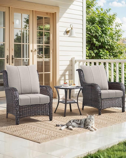 Luxury 24x24x6 Inch Kitty Outdoor Furniture Cushions Set of 6 - Comfortable Deep Seat Patio Chair Cushion for Wicker Dining Rocking Swivel Chairs Loveseat Couch Sectional Sofa - Beige