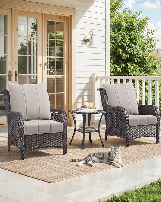 Luxury 24x24x6 Inch Kitty Outdoor Furniture Cushions Set of 6 - Comfortable Deep Seat Patio Chair Cushion for Wicker Dining Rocking Swivel Chairs Loveseat Couch Sectional Sofa - Beige