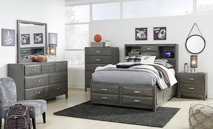 Signature Design by Ashley Caitbrook Contemporary 5 Drawer Chest with Dovetail Construction, Weathered Gray