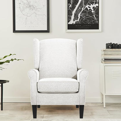 Accent Chair, Modern Living Room Chairs with Wingback, Comfy Upholstered High Back Single Sofa for Bedroom, Mid-Century Reading Armchair Sillas para Sala