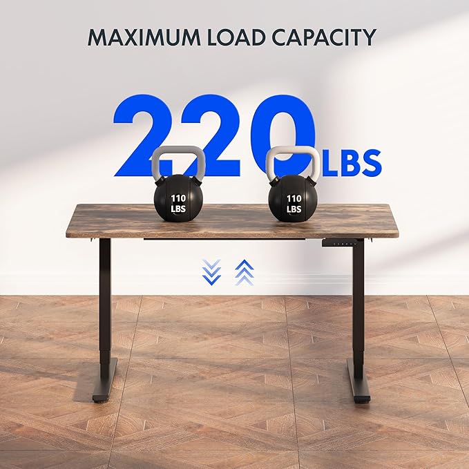 FLEXISPOT E6 3 Stages Dual Motor Electric Standing Desk 55x28 Inch Whole-Piece Board Height Adjustable Electric Sit Stand Desk(Black Frame + Special Walnut Desktop, 2 Packages)