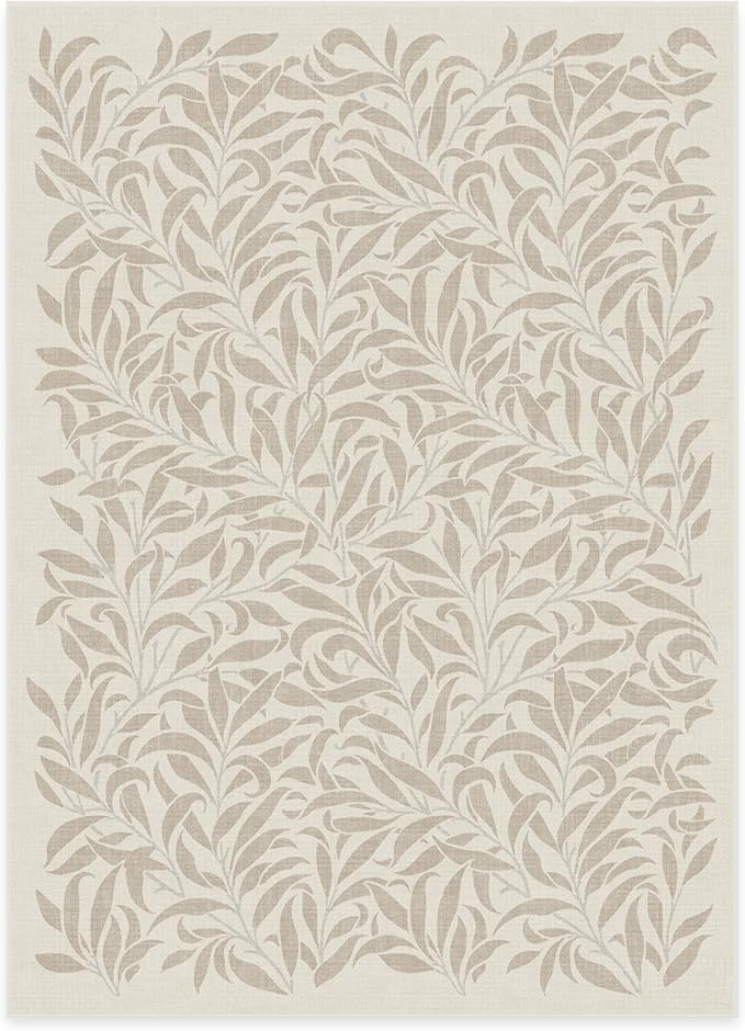 RUGGABLE x Morris & Co Machine Washable Area Rug – Pure Willow Boughs Natural 5x7, Stain-Resistant, Non-Slip – Medium Rugs for Living Room, Bedroom, Hallway, Entryway & Office–with Cushioned Pad