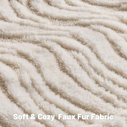 FUTEI Cream Decorative Throw Pillow Covers 12x20 Inch Set of 2,Soft Faux Fur Geometric Shapes Texture Pillowcase,Boho Home Decor for Couch Bed Living Room
