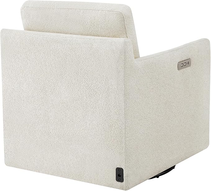 CHITA Swivel Accent Chair with Electric Footrests, FSC Certified Upholstered Living Room Sofa Chair with Power Motor, USB and Type-C Ports, Cream