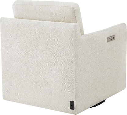CHITA Swivel Accent Chair with Electric Footrests, FSC Certified Upholstered Living Room Sofa Chair with Power Motor, USB and Type-C Ports, Cream