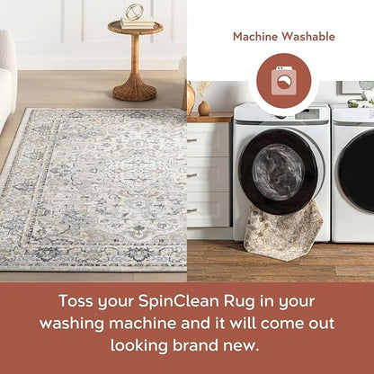 nuLOOM 5'3" x 7'6" Machine Washable Stain-Resistant Area Rug Medium Profile for Living Room, Bedroom, and Dining Room, Cady Blue