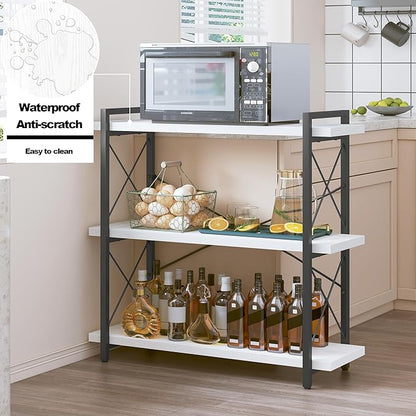 HCHQHS Bookshelf, 3-Tier Industrial Bookcase, Open Book Shelf, Freestanding Horizontal Bookshelves with Metal Frame
