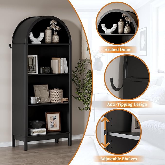 Shoe Cabinet, 70" Tall Arched Shoe Rack with 3 Adjustable Shelves, 7-Tier Large Freestanding Shoe Storage Organizer for Entryway, Closet, Hallway, Living Room