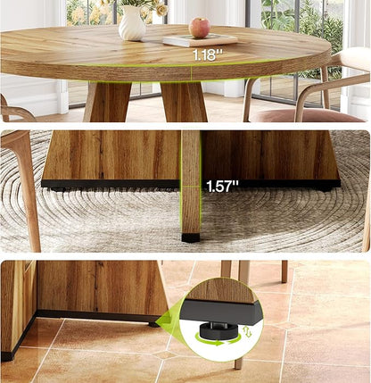 LITTLE TREE Round Dining Table for 4-6 People, 47 Inches Dining Room Table with Wooden Pedestal Base, Modern Dinner Table, Circle Kitchen Tables for Dining Room, Kitchen, Living Room(Table Only)