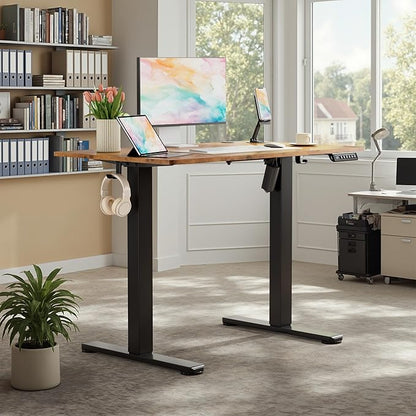 Homall Height Adjustable Electric Standing Desk, Memory Stand up Desk with Headphone Hook, Home Office Desks with Splice Board