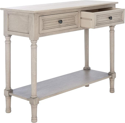Safavieh Home Collection Tate Greige 2-Drawer Bottom Shelf Console Table