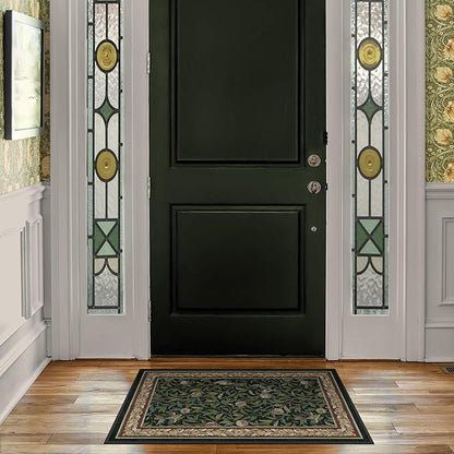 RUGGABLE x Morris & Co Washable Area Rug– Pomegranate Blue Green 2x3, Stain-Resistant, Non-Slip – Small Machine Washable Rugs for Living Room, Bedroom, Hallway, Entryway & Bathroom–with Cushioned Pad