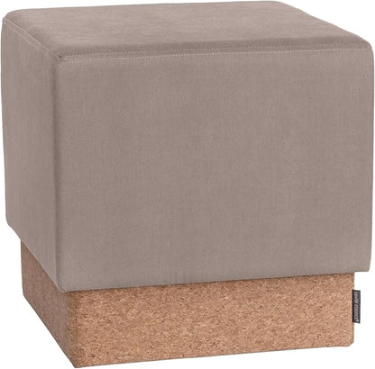 Seville Classics Cushioned Fabric Ottoman Hidden Storage Chest Footrest Chair, Padded Seat for Bedroom, Dorm, Loft, Living Room, Entryway, Hallway, Cork/Taupe, 15" Cube