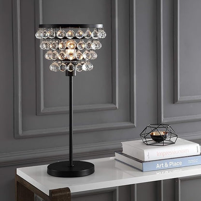 JONATHAN Y JYL9004A Buckingham 25" Crystal/Metal Table Lamp Modern Contemporary Bedside Desk Nightstand Lamp for Bedroom Living Room Office College Bookcase, Bronze