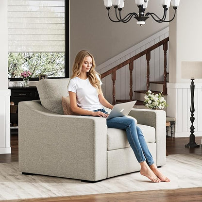 ABCASA 47" W Oversized Accent Chair Set of 2, Comfy Upholstered Sofa Chair with Large Seat and Wide Armrest, Pet-Friendly Modern Lounge Armchair for Living Room/Apartment/Bedroom, Soft Linen, Oatmeal