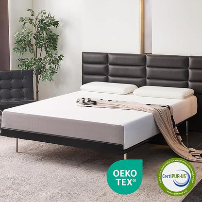 Amazon Basics Memory Foam Mattress, Soft Plush Feel, 10 Inch, King, P22MD-10K, White/Grey