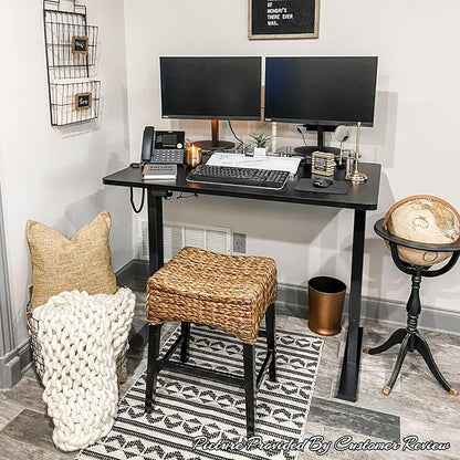 FLEXISPOT EN1 One-Piece Standing Desk 48 x 24 Inches Electric Stand Up Desk for Home Office (Black Frame + 48" Black Top)