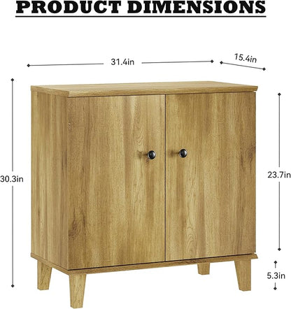 Modern Storage Cabinet 3 in 1 Buffet Storage with Wood Legs and Adjustable Shelf for Dinnig Room Living Room Entryway, Brown Oak
