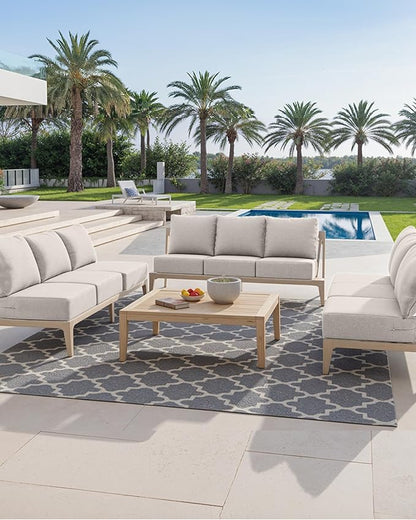 Luxury 24x24x6 Inch Patio Couch Cushions Set of 3 - Memory Foam Deep Seat Water-Resistant Patio Cushion for Lawn Dining Rocking Swivel Chairs Loveseat 3-Seater Sectional Sofa - Beige