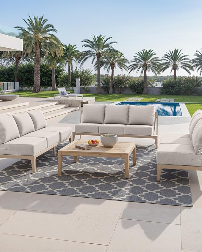 Luxury 24x24x6 Inch Outdoor Chair Cushions - Set of 2 Water Resistant Comfortable Patio Seat Cushion for Porch Set Rattan Dining Rocker Glider Chairs Loveseat Couch Sectional Sofa - Beige