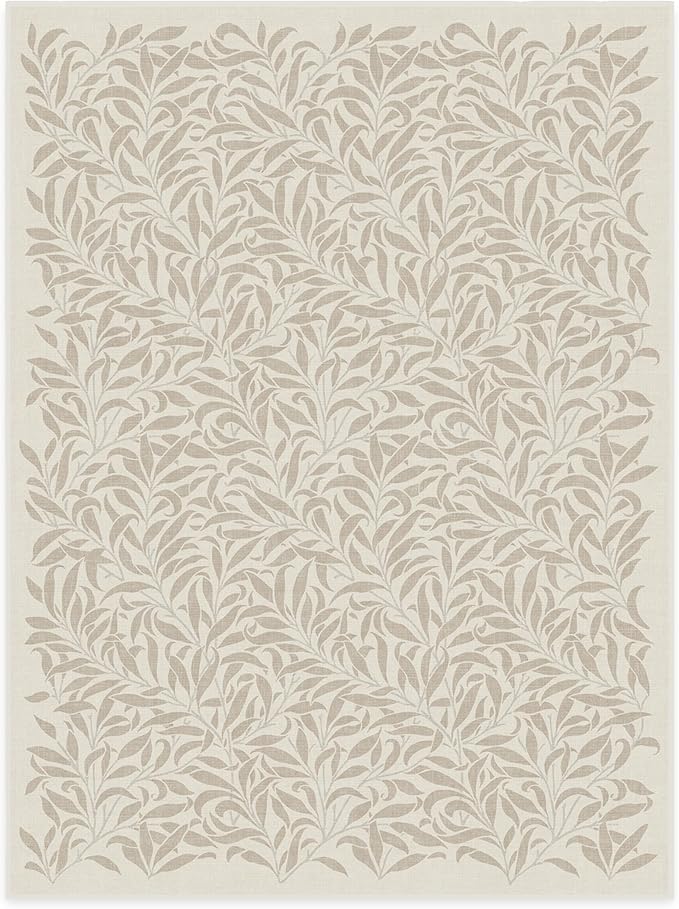 RUGGABLE x Morris & Co Machine Washable Area Rug – Pure Willow Boughs Natural 9x12, Stain-Resistant, Non-Slip – Large Rugs for Living Room, Bedroom, Hallway, Entryway & Office–with Cushioned Pad