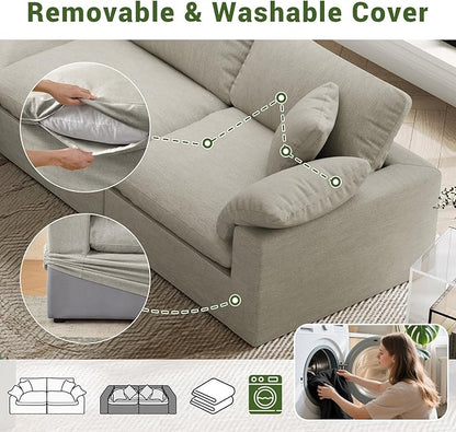 Modular Sectional Sofa,Extra Comfty Deep-Seat-Filled Couch,6 Seat U Shape Sofas with Movable Ottoman, Modern Couches for Living Room, Apartment, Office,Small Space
