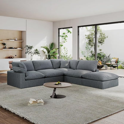Modular Sectional Sofa Cloud Couch,Down Filled Comfy Cloud Modern Sofa,Oversized Couch Cushion Covers Removable for Living Room,Light Blue