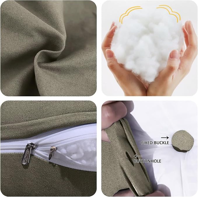 WOWMAX 85% Linen 15% Cotton Blend Headboard Pillow – Twin Size Reading Wedge Backrest for Bed, Handmade Firm Support Bolster Cushion with Removable Cover, Premium Bed Rest Pillow, Light Gray