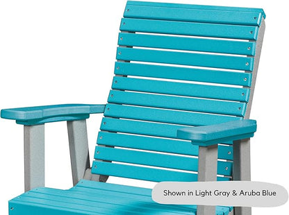 DutchCrafters Modern Horizontal Slat High Back Poly Outdoor Patio Chair (White & Blue)