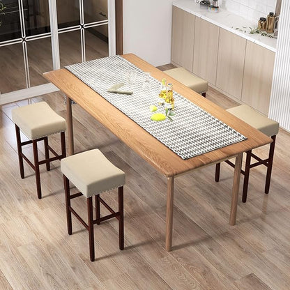 COSTWAY Counter Height Bar Stools Set of 2, 29.5-inch Backless Saddle Stools with Nailhead Trim, Footrest, Max Load 330 Lbs, Upholstered Barstools for Kitchen Island Pub, Beige