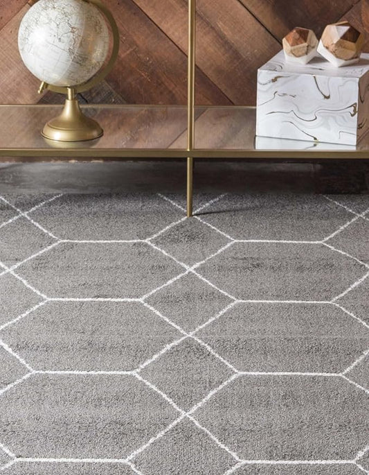 Unique Loom Trellis Frieze Collection Area Rug - Geometric (8' x 11', Dark Gray/ Ivory)