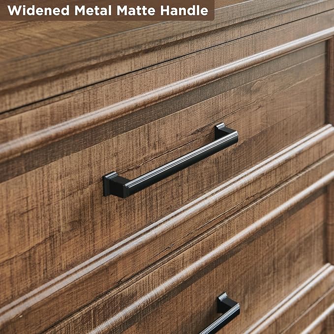 ACCOHOHO Farmhouse 5 Drawers Dresser Chests for Bedroom,46" Tall Wood Rustic Chest of Drawers with Wide Metal Handle,Natural Texture,Drawer Organizer for Bedroom,Living Room,Hallway and Entryway,LB