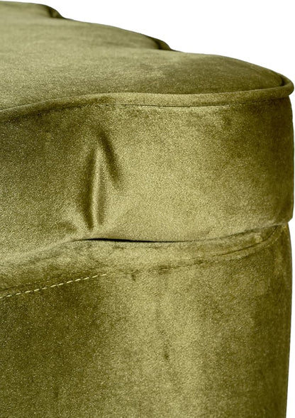 Christopher Knight Home Pean Living Room Ottoman with Storage, Velvet Upholstered Storage Ottoman Bench, Sofa Foot Stool with Wood Frame, Bedroom End of Bed Bench, Chic Scalloped Design, Olive Green