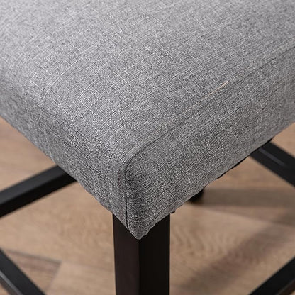 LSSPAID Counter Height Bar Stools Set of 4, 24.8 Inch Upholstered Fabric Barstools, Modern Kitchen Island Chairs with Backrest and Solid Wood Legs, Grey