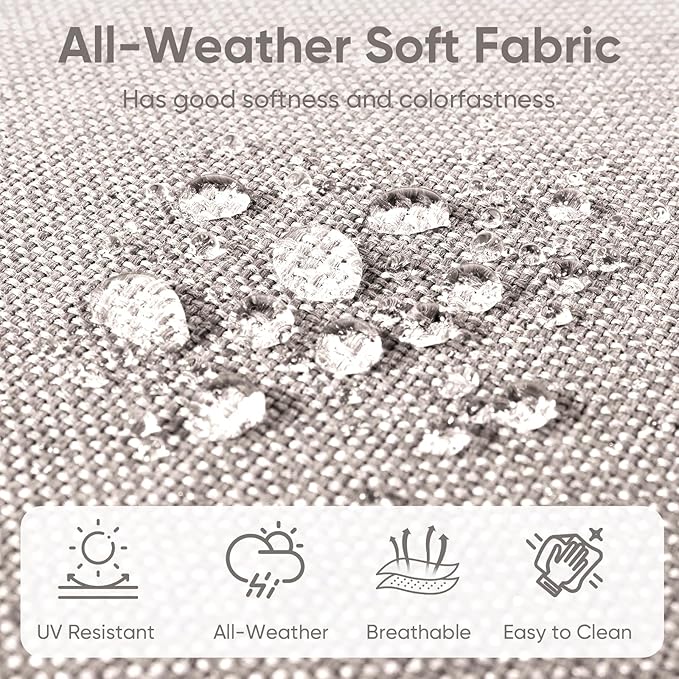 8-Piece Outdoor Patio Cushion Set - Fade & Water Resistant with Removable Olefin Cover, 22x24x4 Inch Memory Foam Cushions for Wicker Sectional Sofa – Beige/Buckle