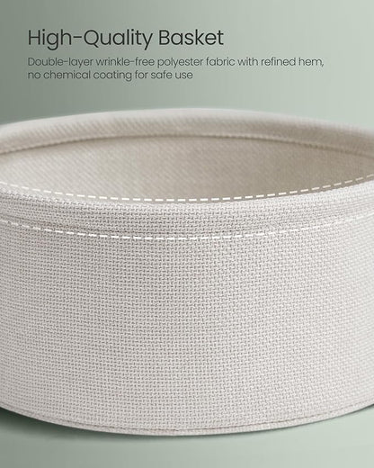 VASAGLE LILEA Collection - Side Table with Charging Station, Round End Table with Fabric Basket, Nightstand with USB Ports, for Living Room, Bedroom, Modern, Forest Green and Cream White ULET228C04