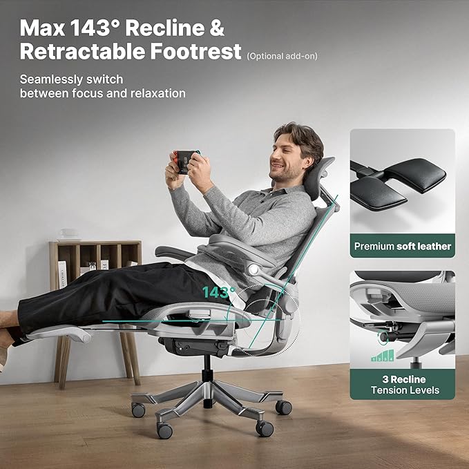 HINOMI H2 Pro Premium Ergonomic Office Chair - Comfy Home Office Desk Computer Chair with Adjustable Back Support, Swivel Wheels, Flip-up Arms, Comfortable Mesh Seat for Desk Work (Gray)