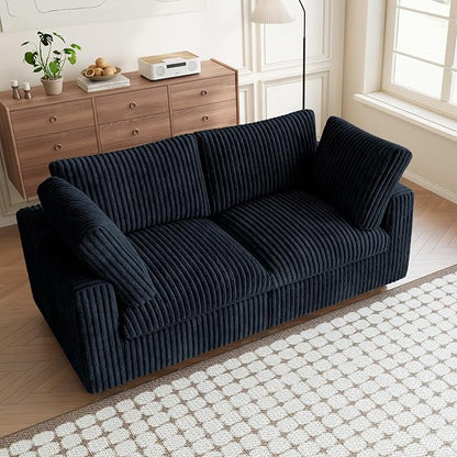 Modular Sectional Sofa, 78.74" Oversized Loveseat Sofa, Deep Seat Cloud Couch, 2 Seat Comfy Modular Sofa Couches for Living Room, Plush Couch Cushion Covers Removable, Black